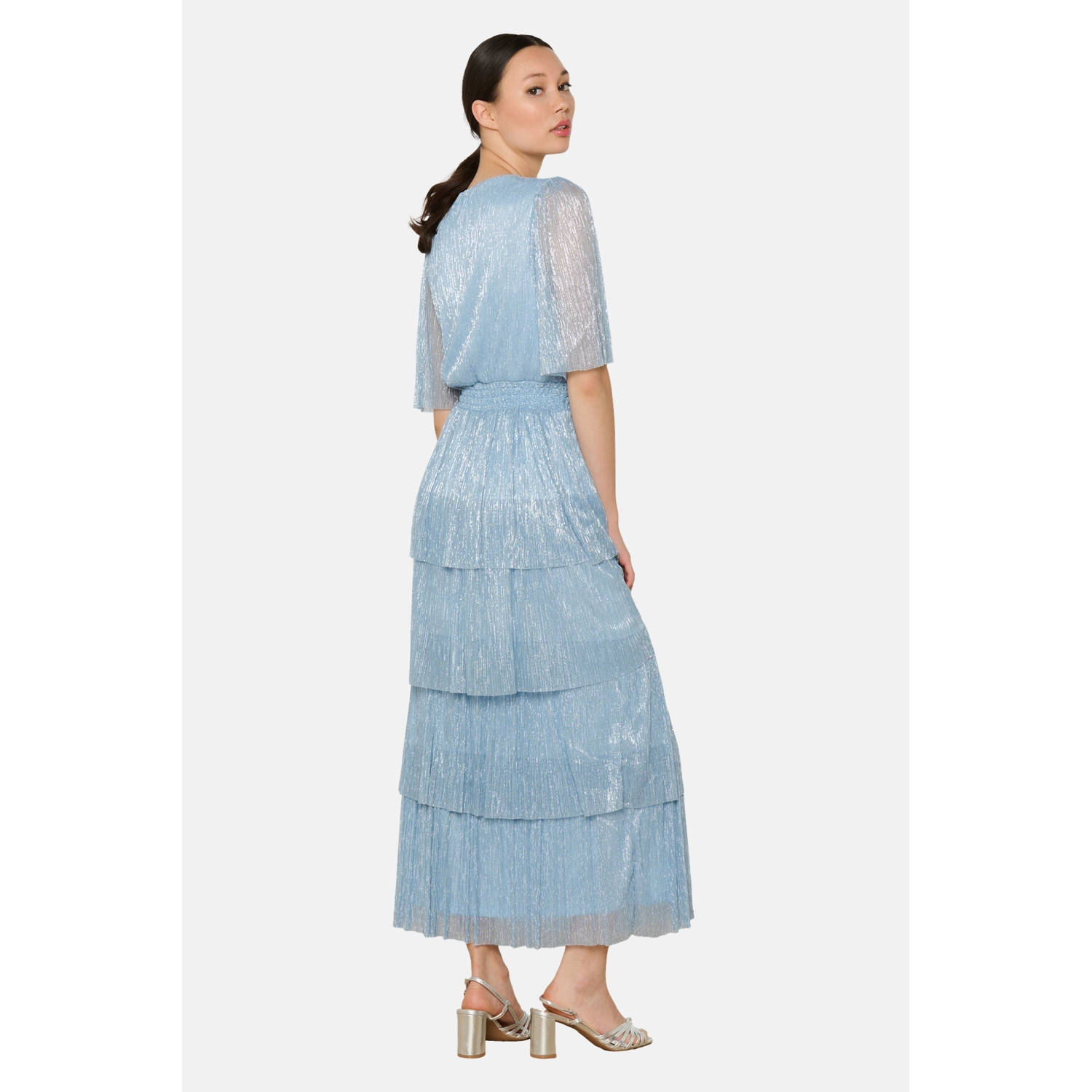 LOLALIZA maxi jurk met glitter lichtblauw