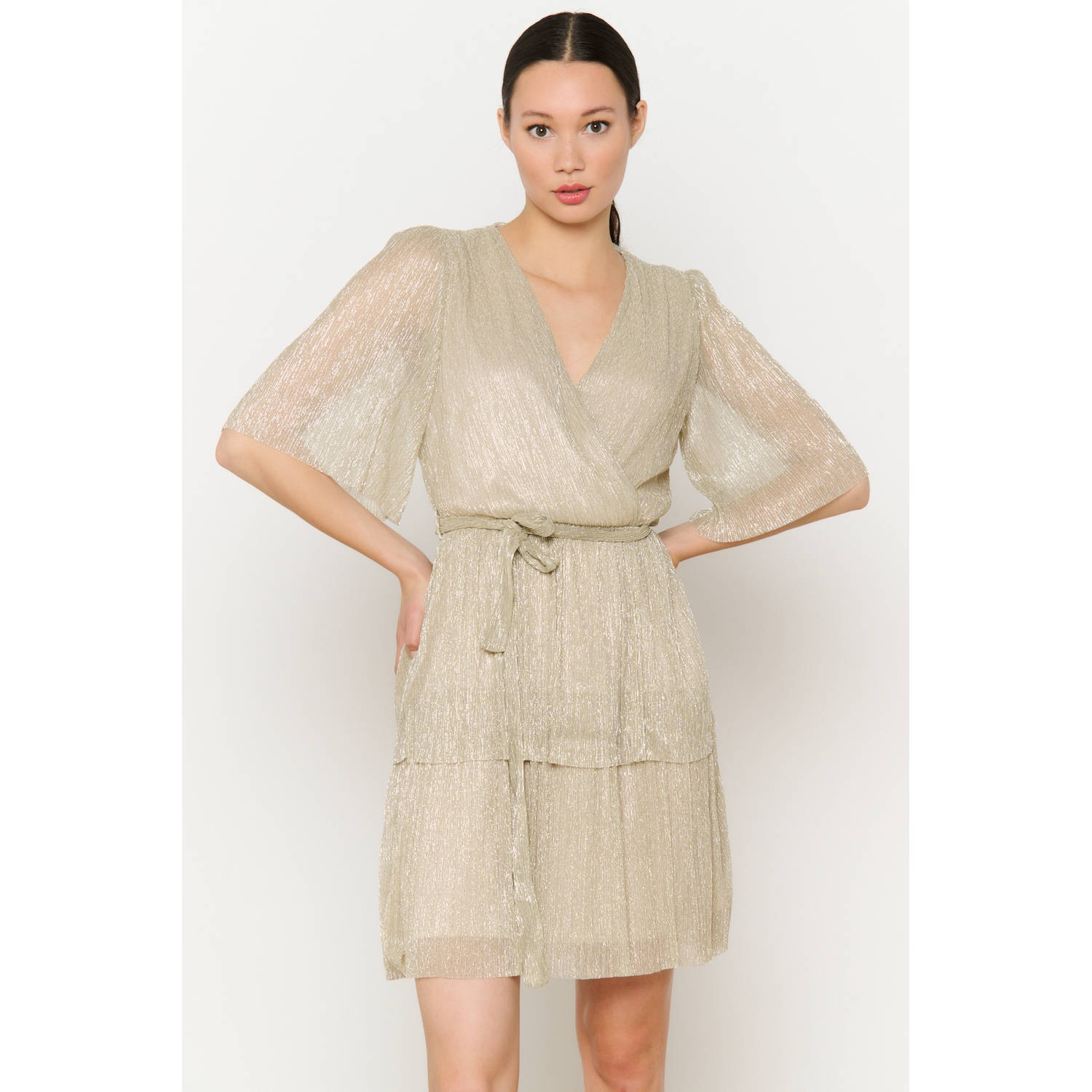 LOLALIZA korte jurk met glitter beige