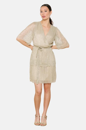 korte jurk met glitter beige