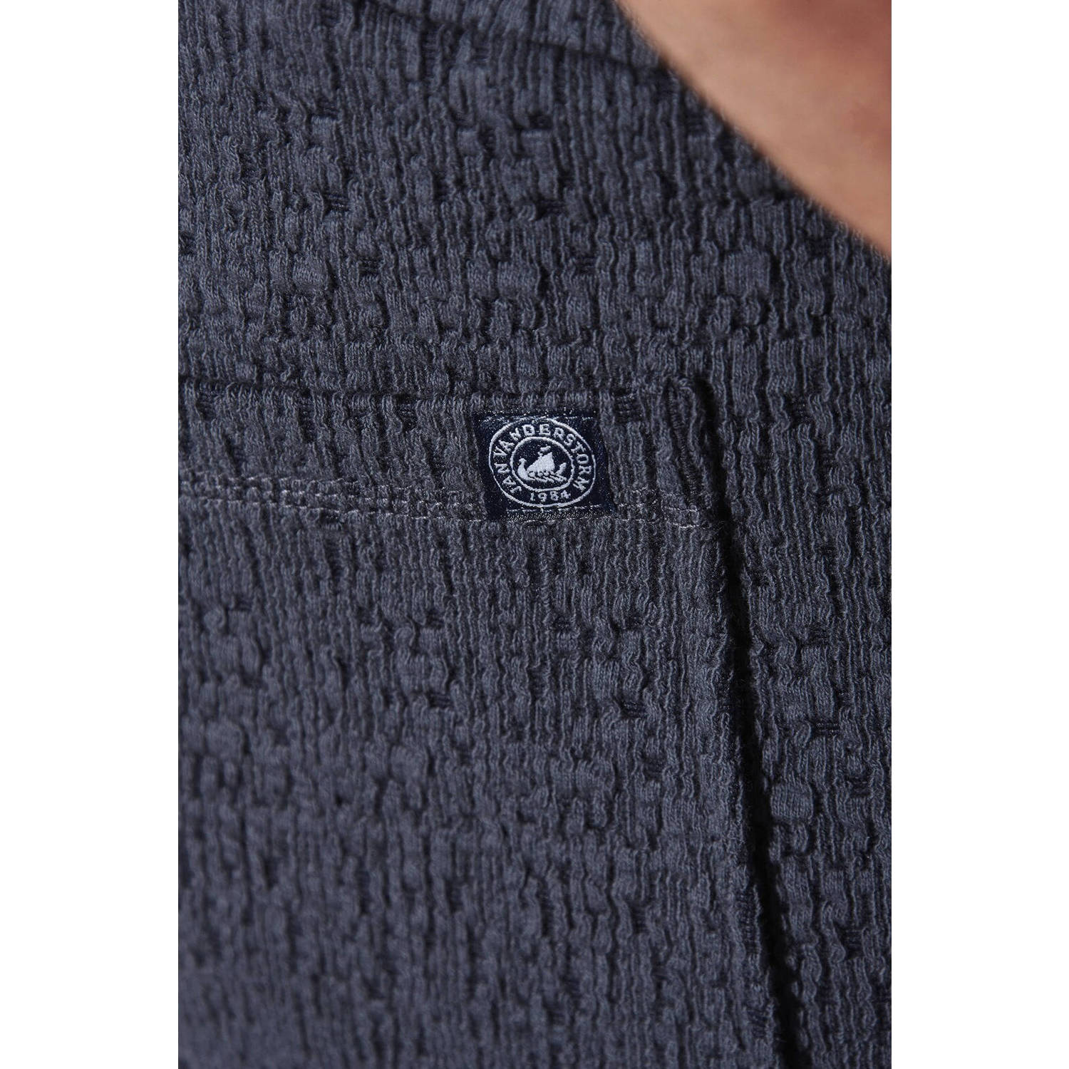 Jan Vanderstorm loose fit sweatshort met textuur LEIFKAR Plus Size donkerblauw