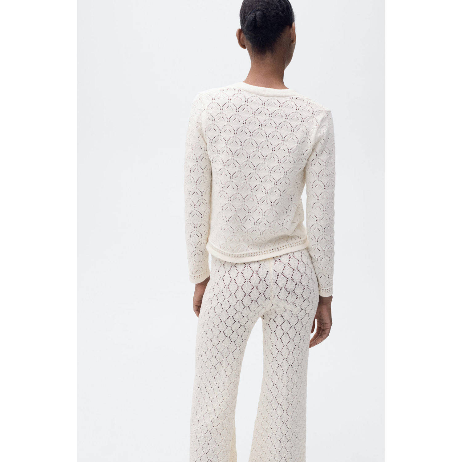 Mango gebreid vest ecru gehaakt