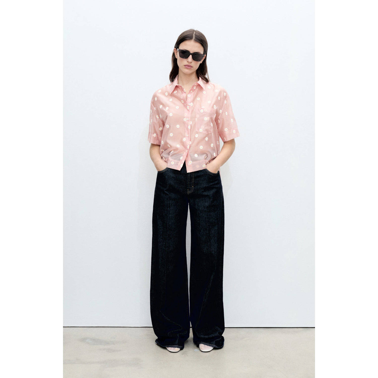 Mango blouse lichtroze