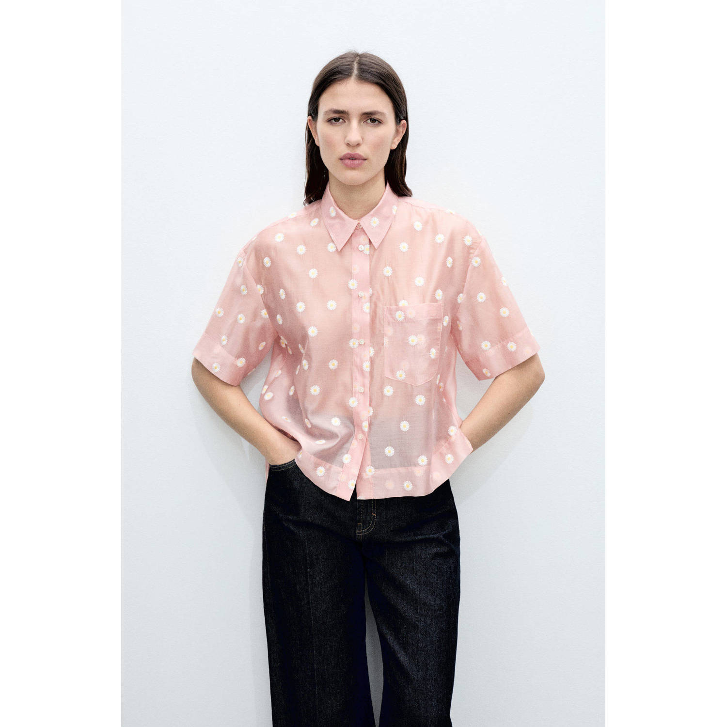 Mango blouse lichtroze