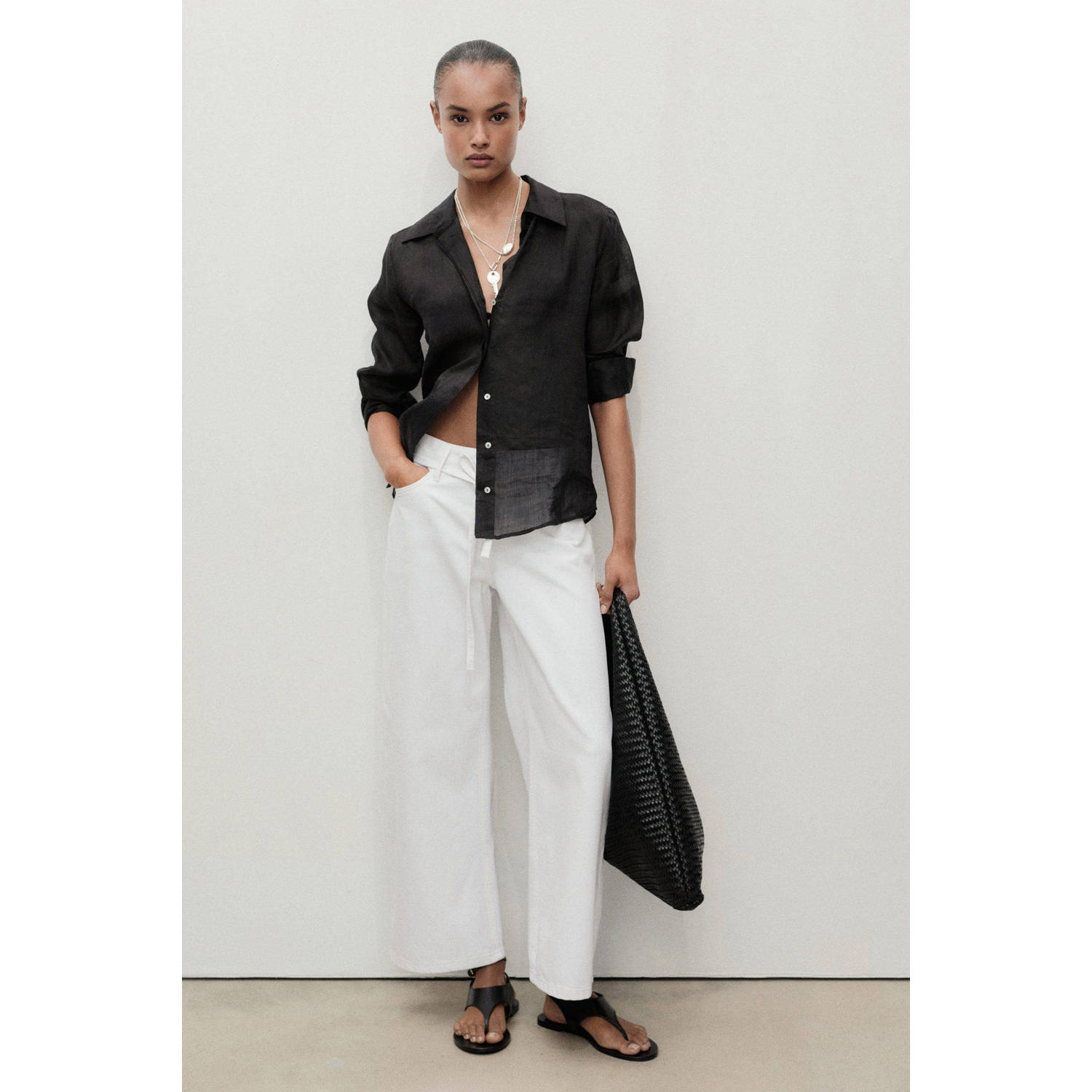 Mango barrel jeans wit