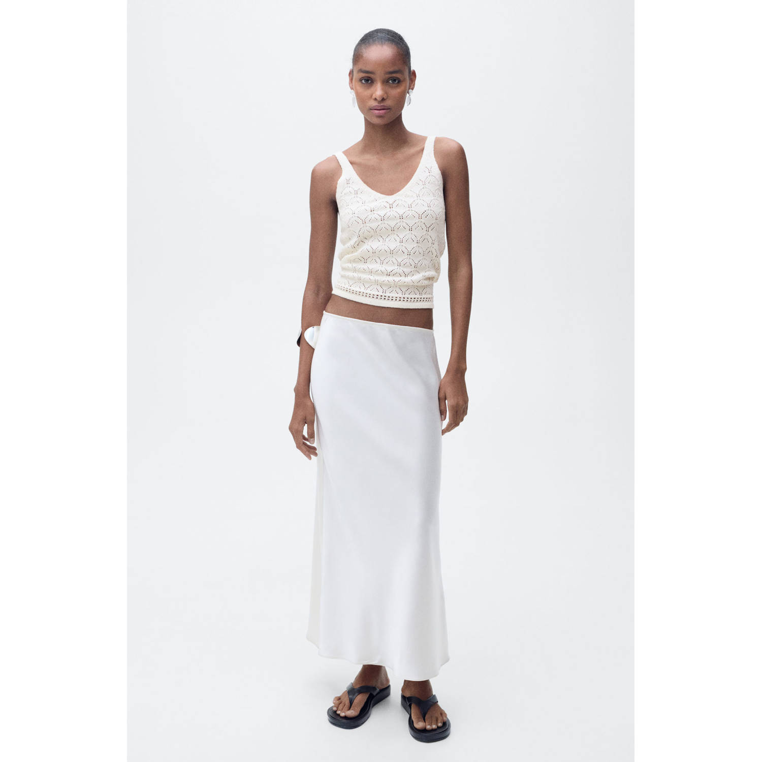 Mango top ecru gebreid