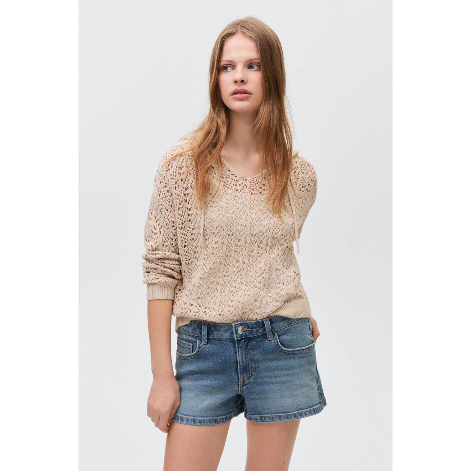 MANGO TEEN denim short medium blue denim