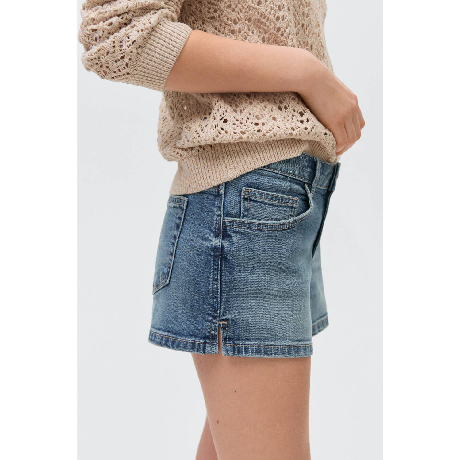 MANGO TEEN denim short medium blue denim