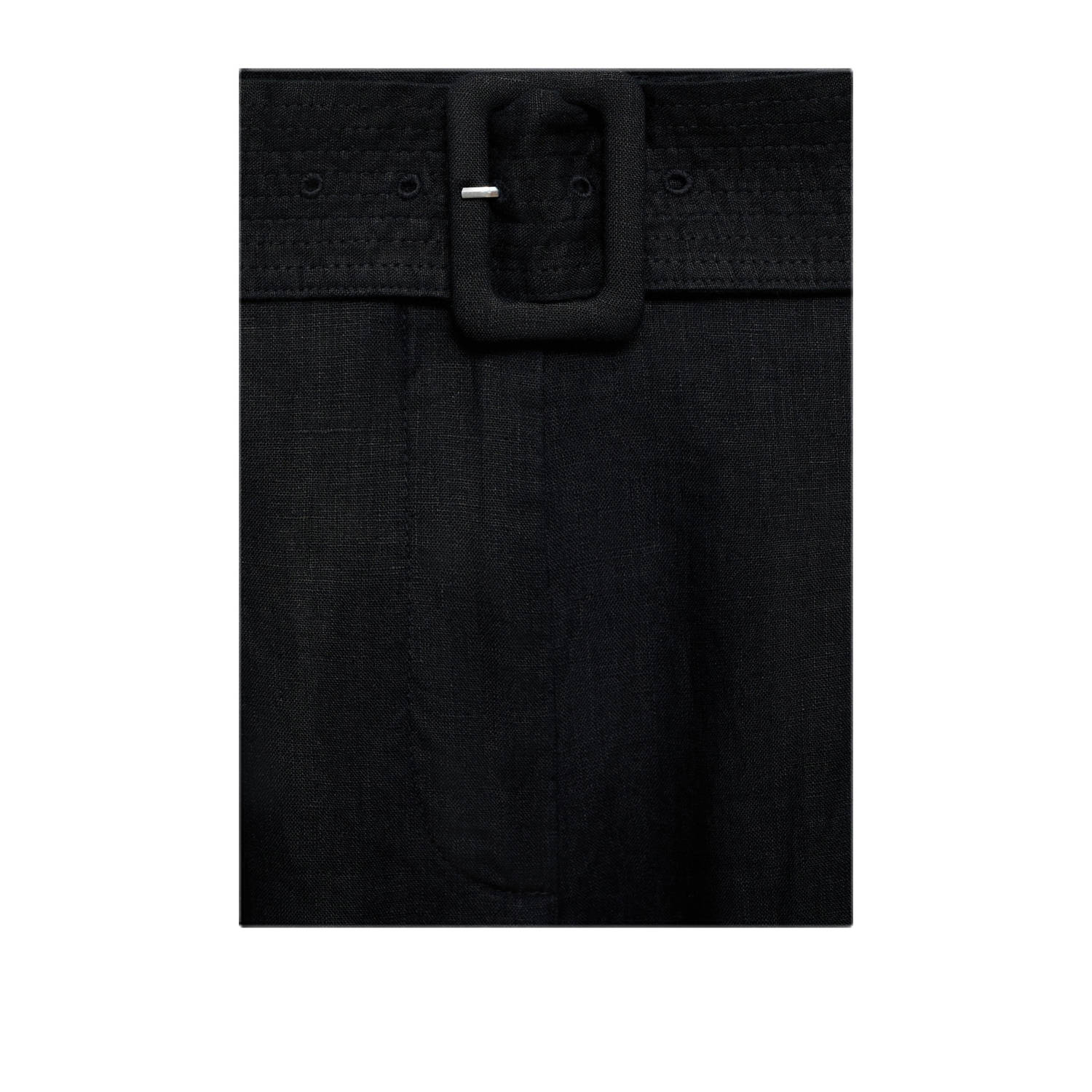 Mango linnen wide leg high waist bermuda short zwart