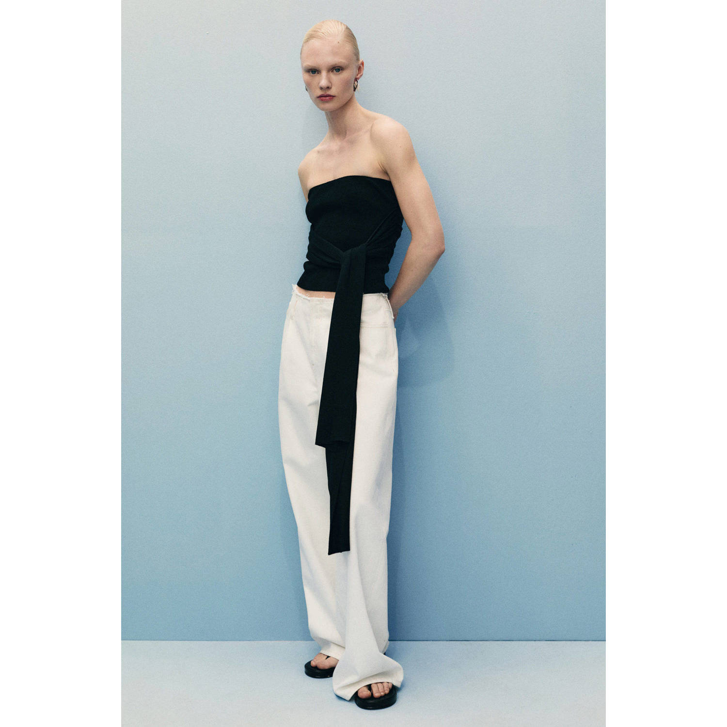 Mango wide leg jeans ecru