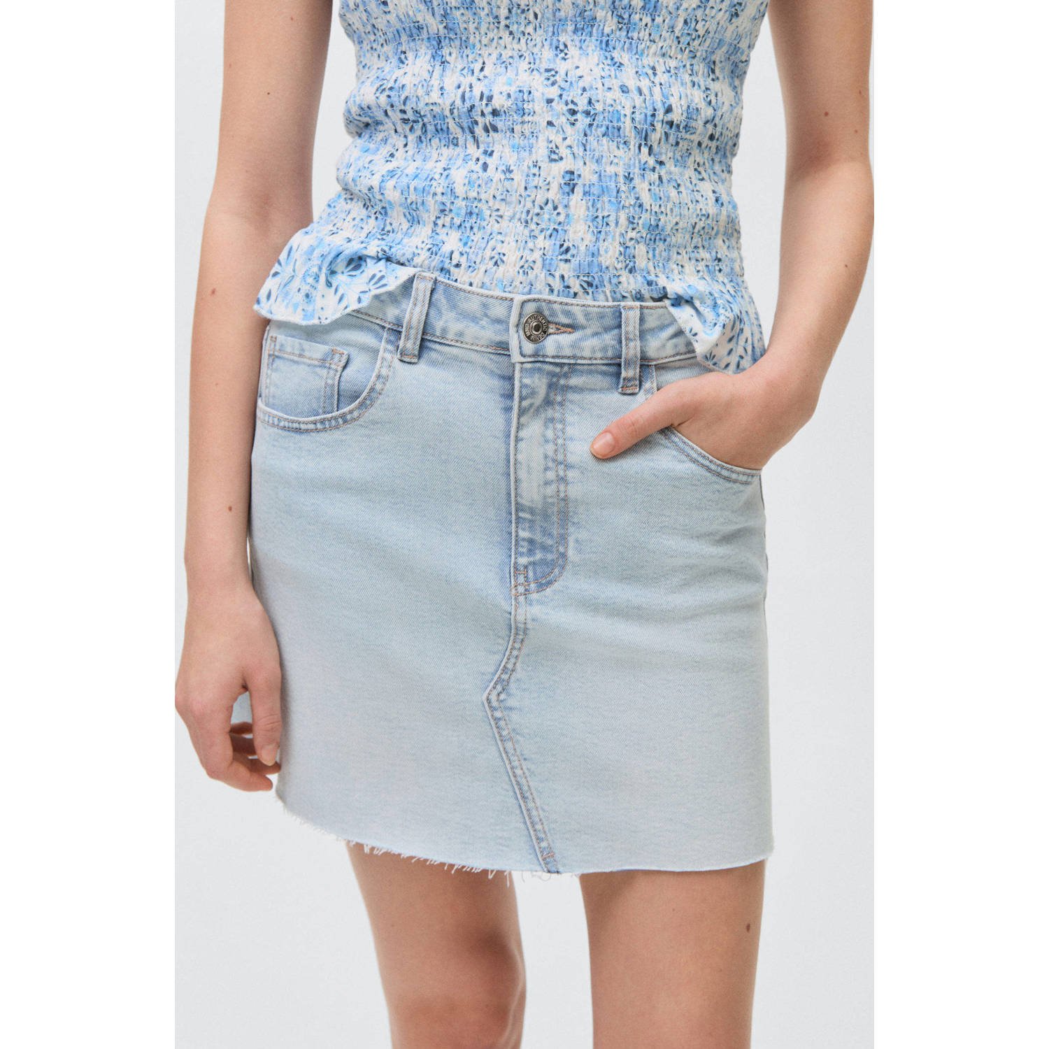 MANGO TEEN denim spijkerrok light blue denim