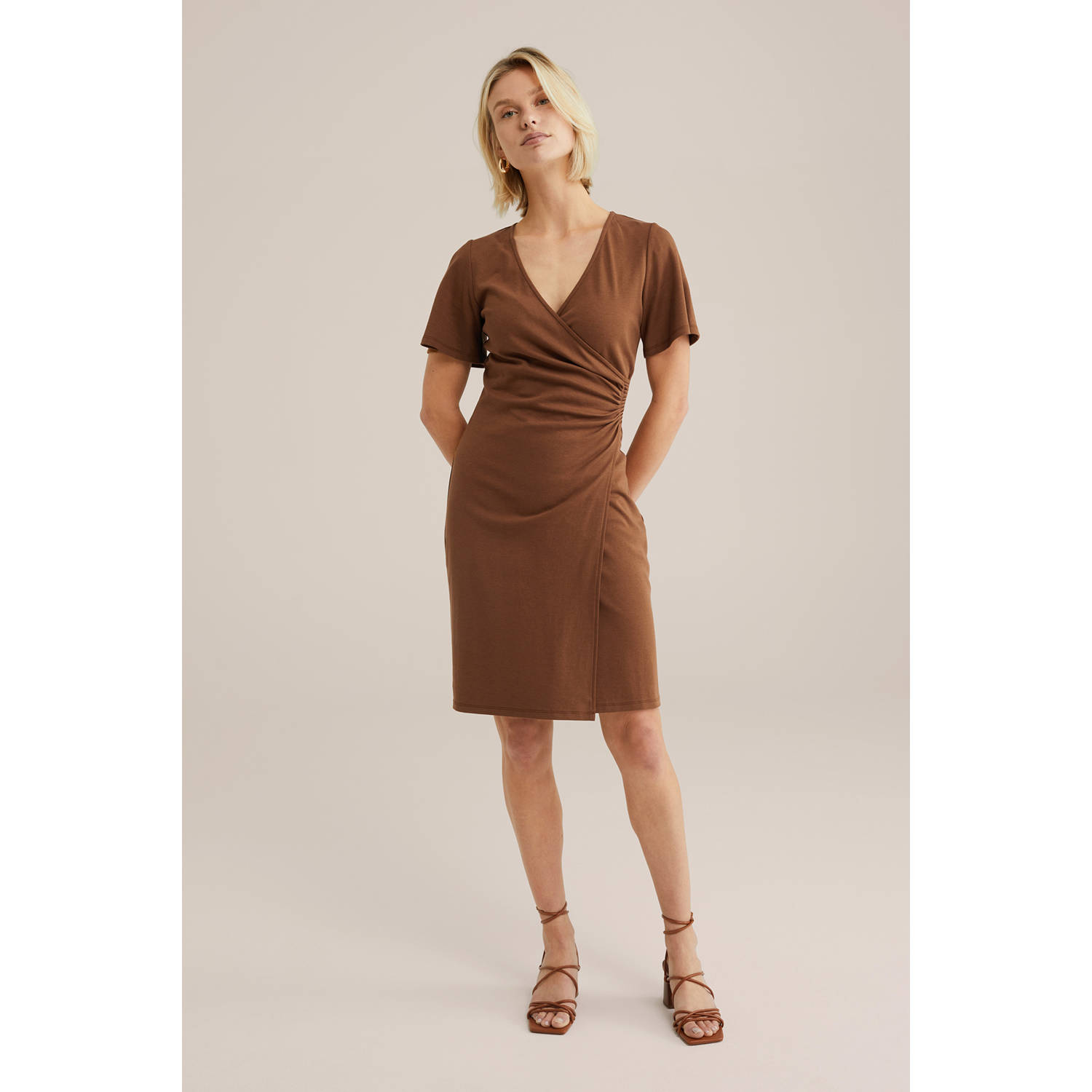 WE Fashion zomerjurk bruin