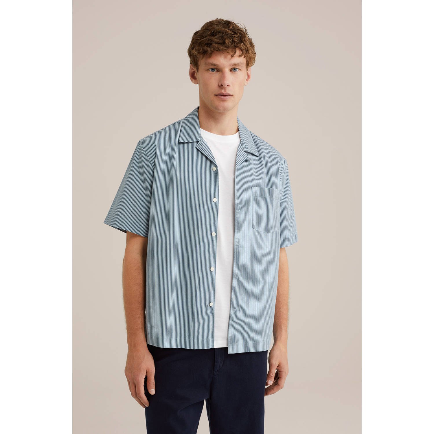 WE Fashion casual overhemd blauw