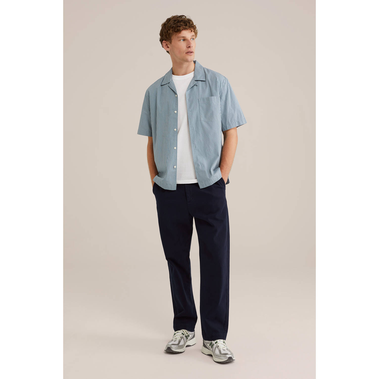 WE Fashion casual overhemd blauw