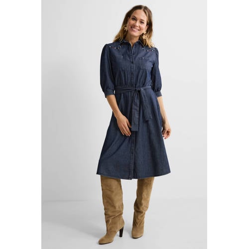 anytime denim overhemdjurk met naaddetail blauw afbeelding