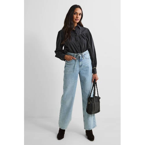 anytime denim blouse met naaddetail zwart afbeelding