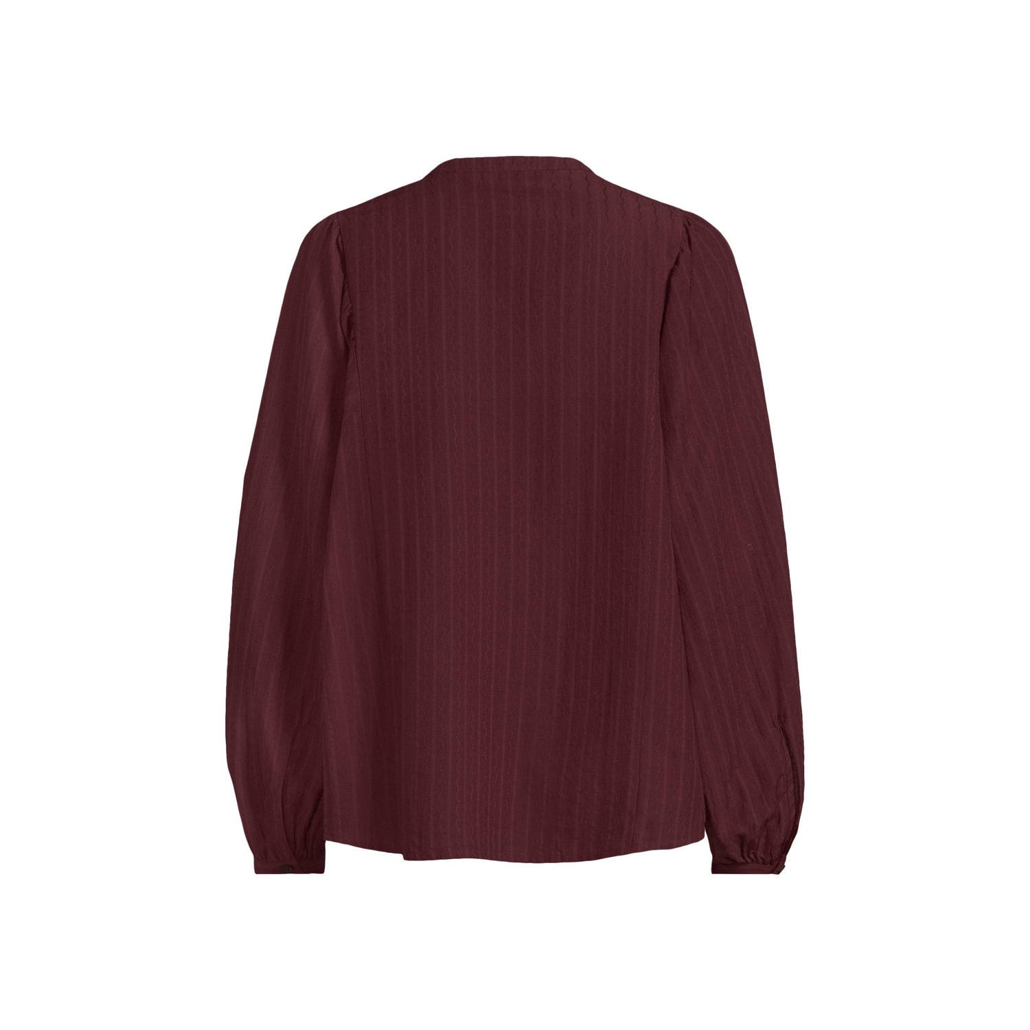 anytime blouse met ingeweven patroon bordeauxrood