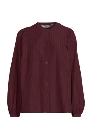 blouse met ingeweven patroon bordeauxrood