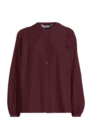 blouse met ingeweven patroon bordeauxrood
