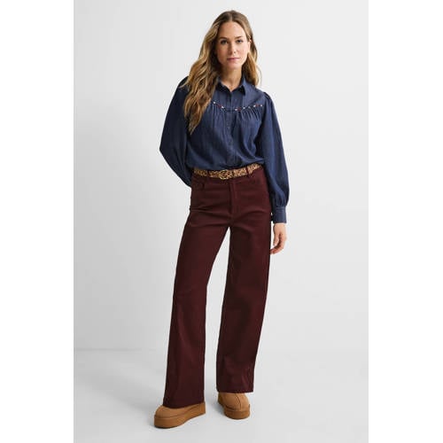 anytime denim blouse met naaddetail blauw afbeelding