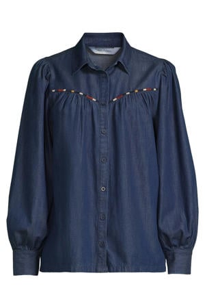 denim blouse met naaddetail blauw