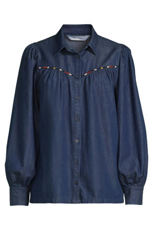 denim blouse met naaddetail blauw