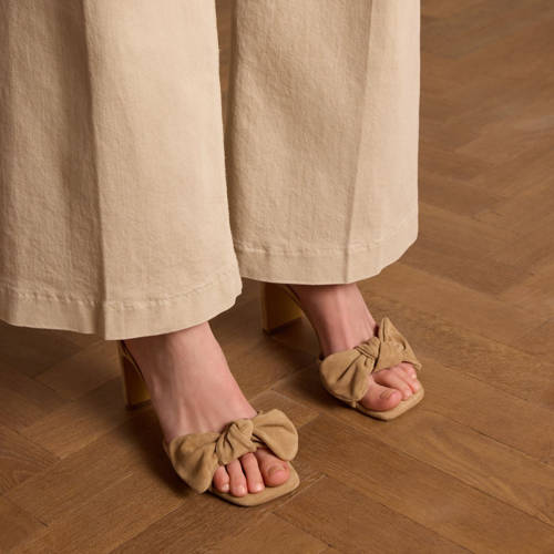 Manfield suède sandalettes beige afbeelding