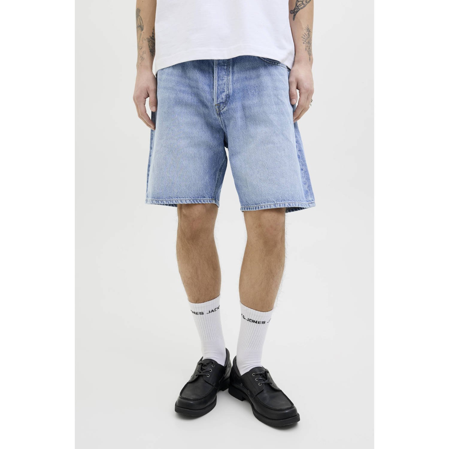 JACK & JONES JEANS INTELLIGENCE loose denim short light blue denim
