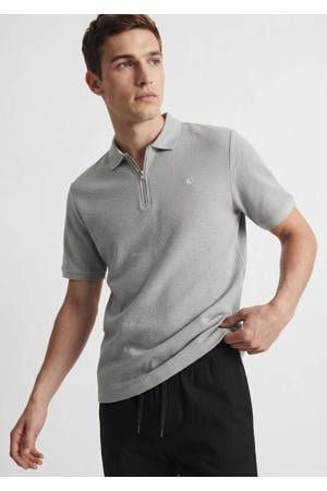 regular polo met ingebreid patroon grijs