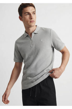 regular polo met ingebreid patroon grijs