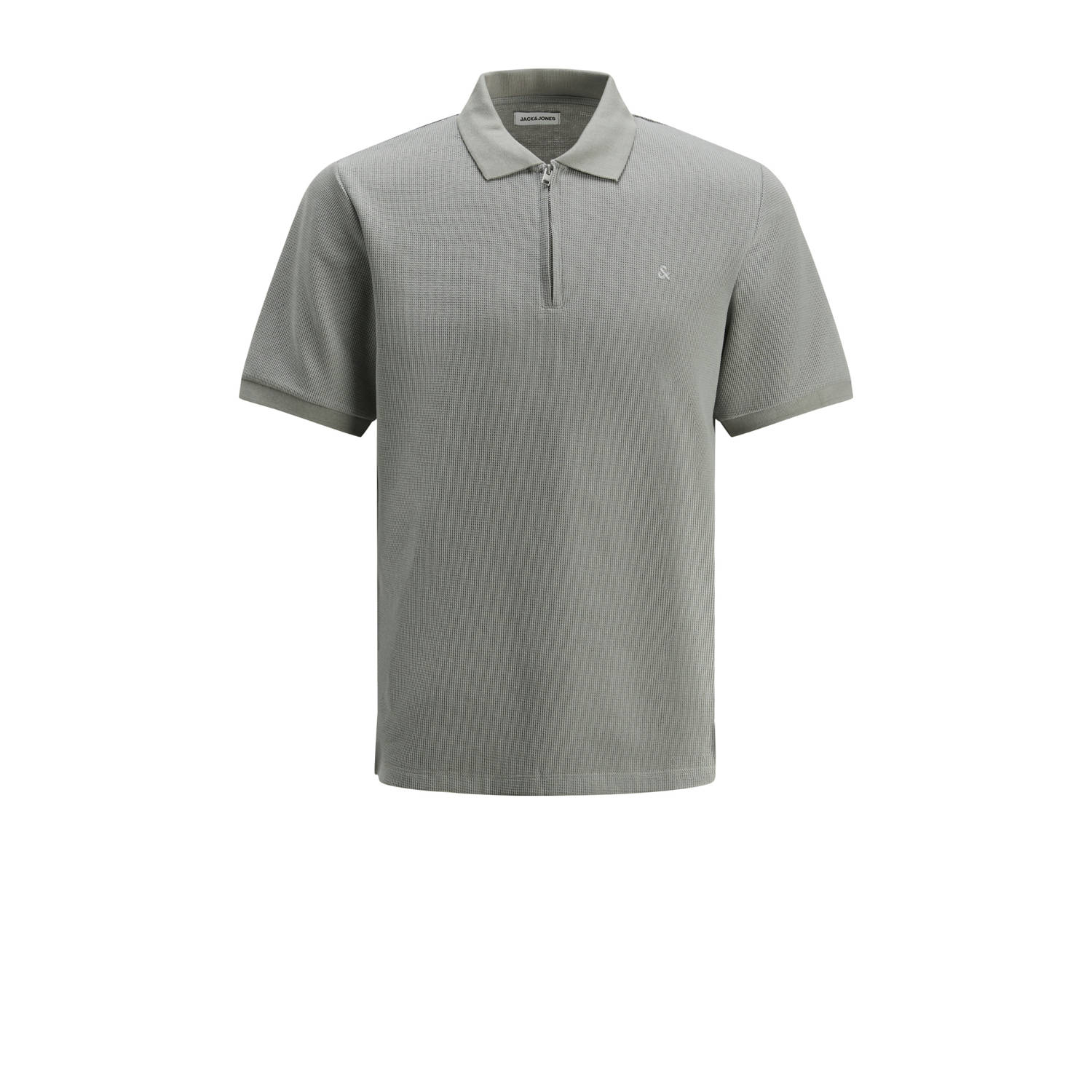JACK & JONES ESSENTIALS regular polo met ingebreid patroon grijs