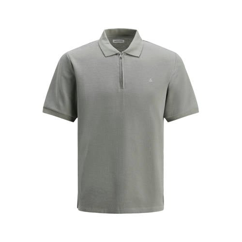 JACK & JONES ESSENTIALS regular polo met ingebreid patroon grijs afbeelding