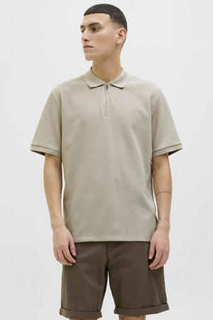 regular polo met ingebreid patroon beige