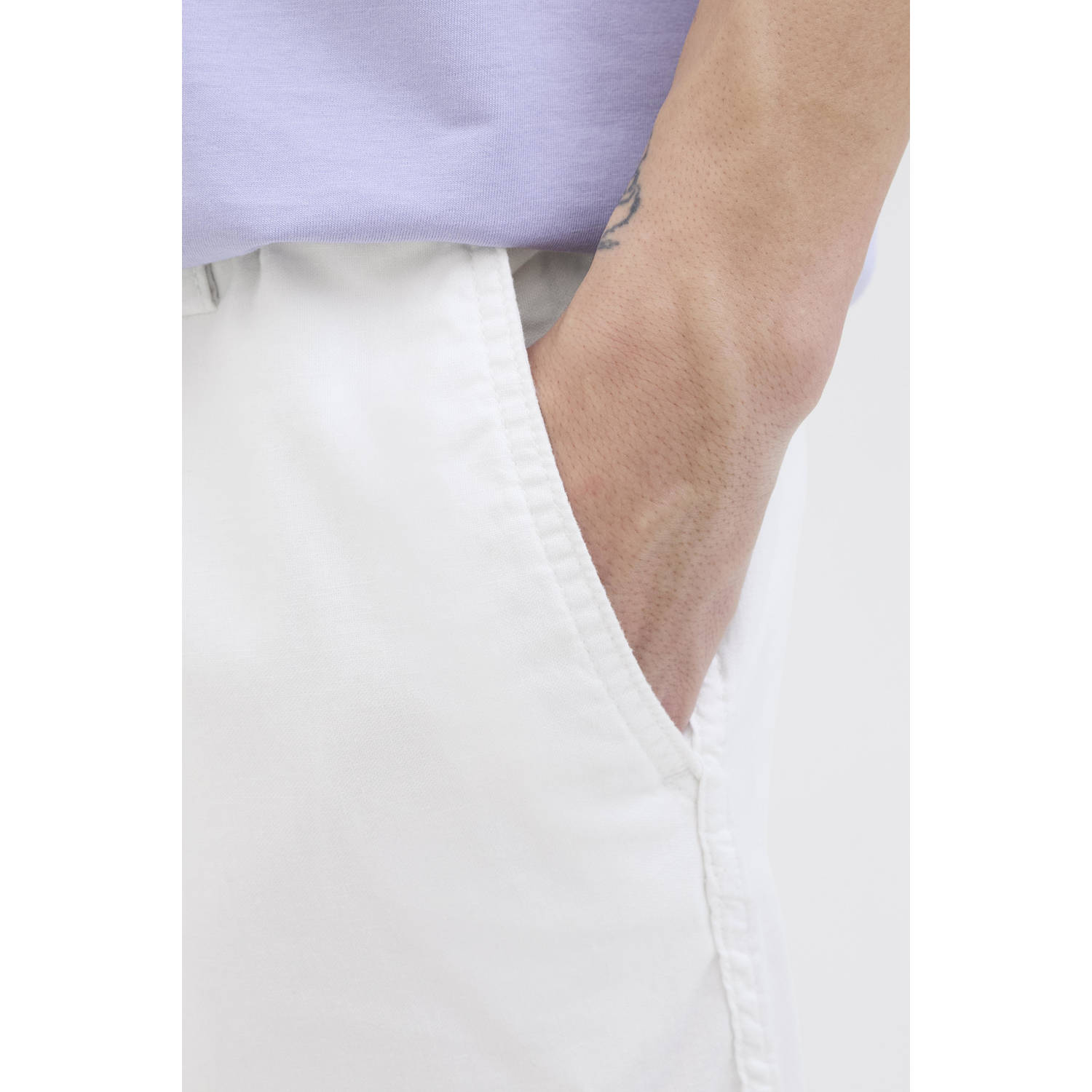 JACK & JONES PANTS STUDIO linnen relaxed casual short wit