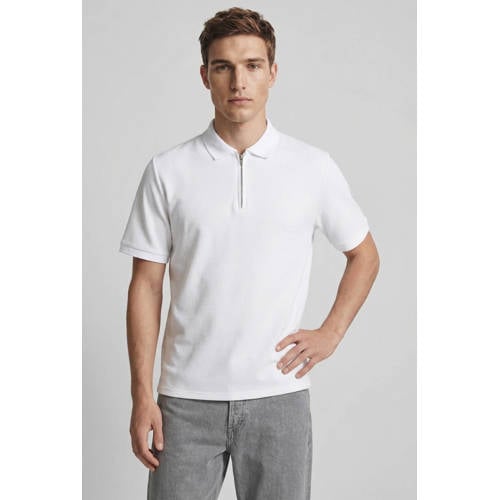 JACK & JONES ESSENTIALS regular polo met ingebreid patroon wit afbeelding