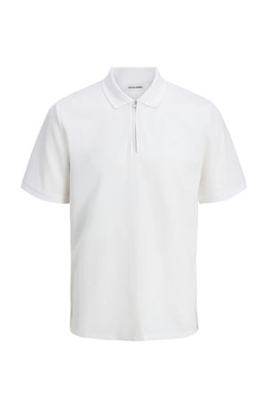 regular polo met ingebreid patroon wit