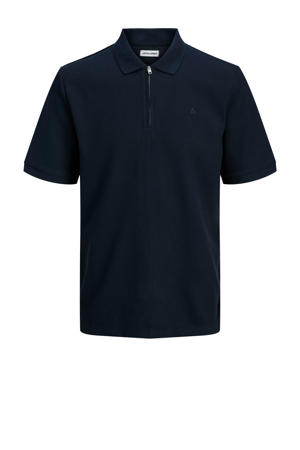 regular polo met ingebreid patroon donkerblauw