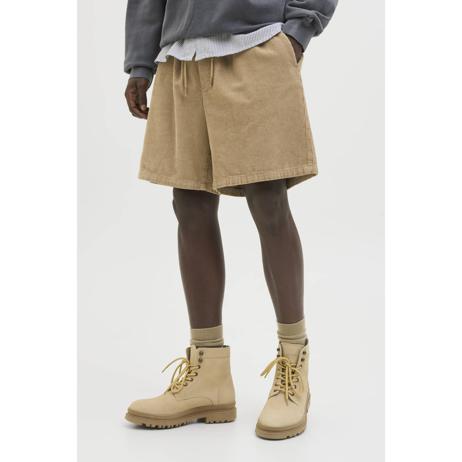 Jack & jones Korte regular fit rok van corduroy met elastische band model 'BILL'