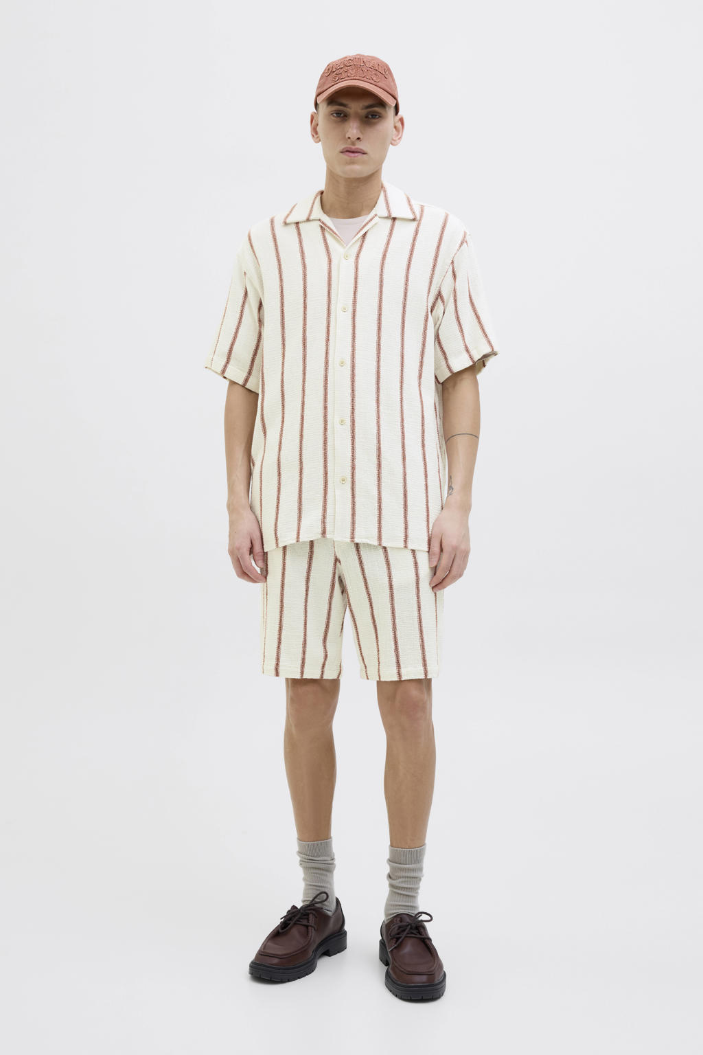 JACK & JONES ESSENTIALS relaxed overhemd JORCOBA ecru