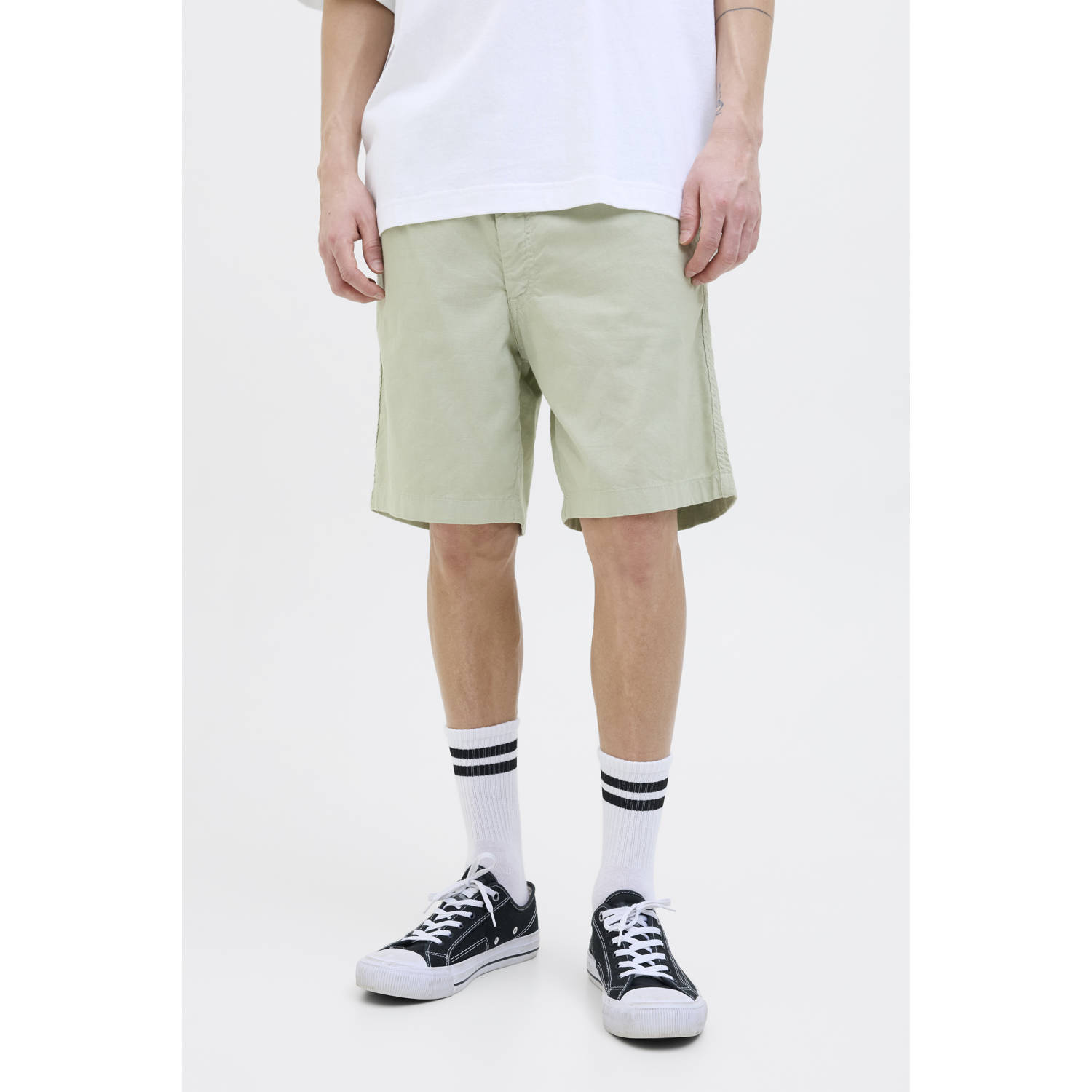 JACK & JONES PANTS STUDIO linnen relaxed casual short lichtgroen