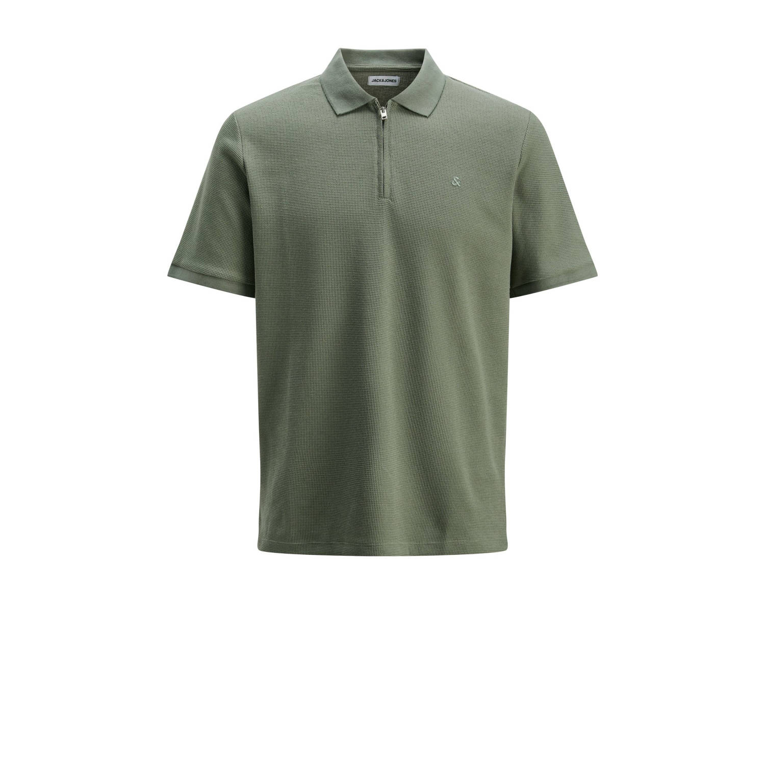 JACK & JONES ESSENTIALS regular polo met ingebreid patroon groen