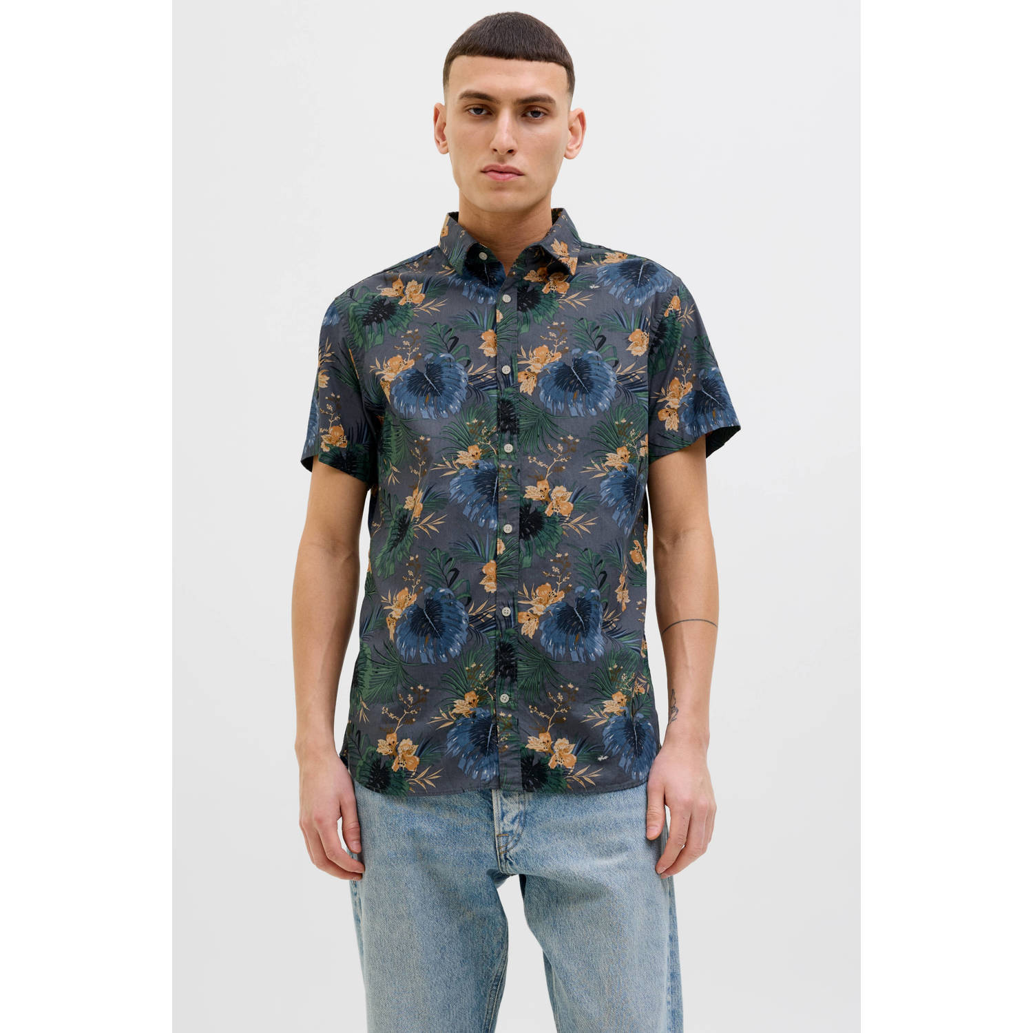 JACK & JONES casual overhemd grijs