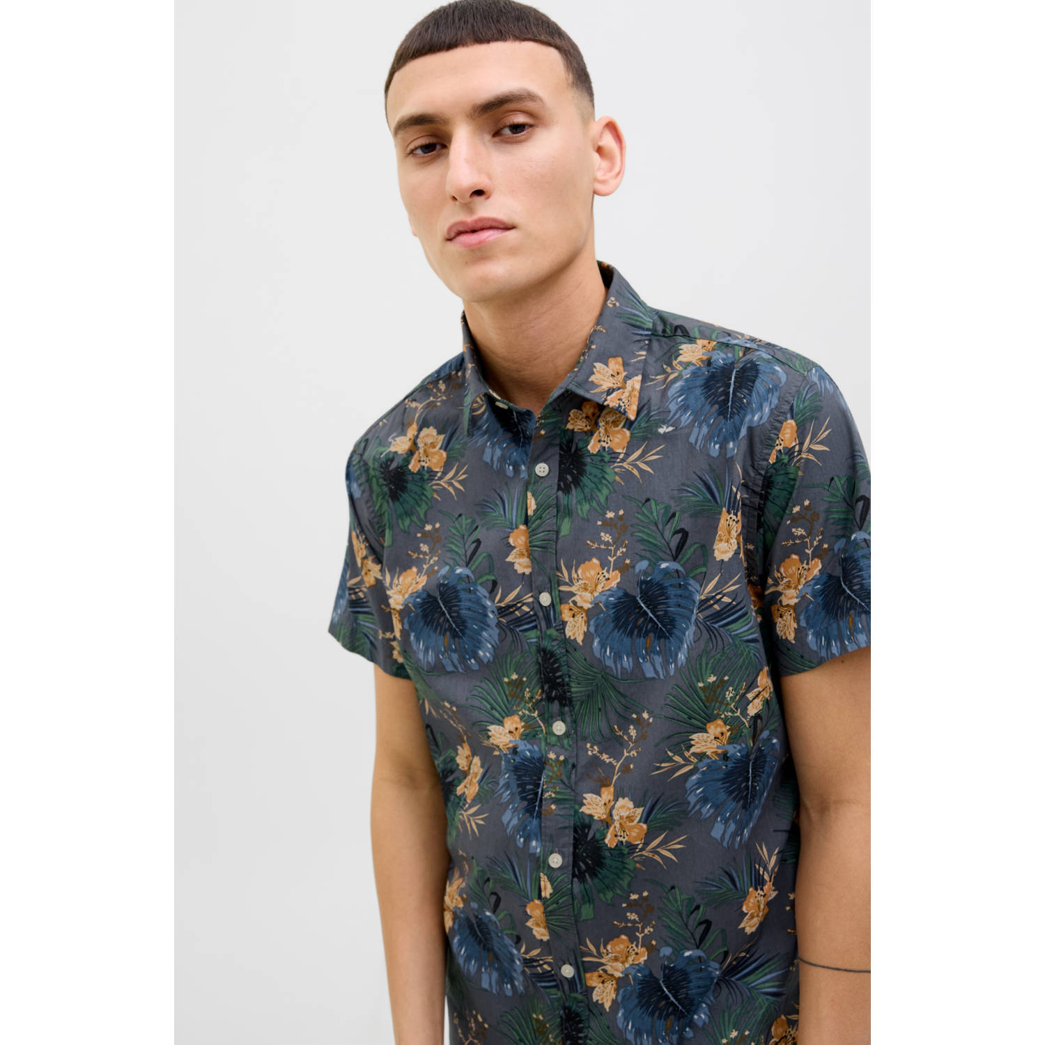 JACK & JONES casual overhemd grijs