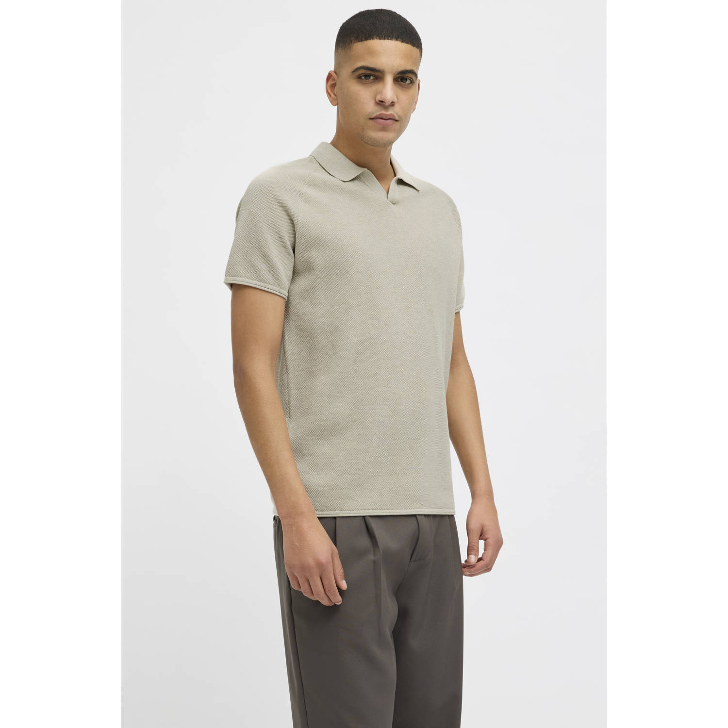 Jack & jones Slim fit poloshirt met structuurmotief model 'HILL KNIT'
