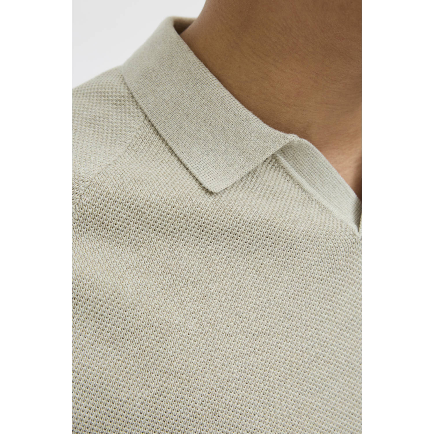 JACK & JONES regular polo gebreid beige