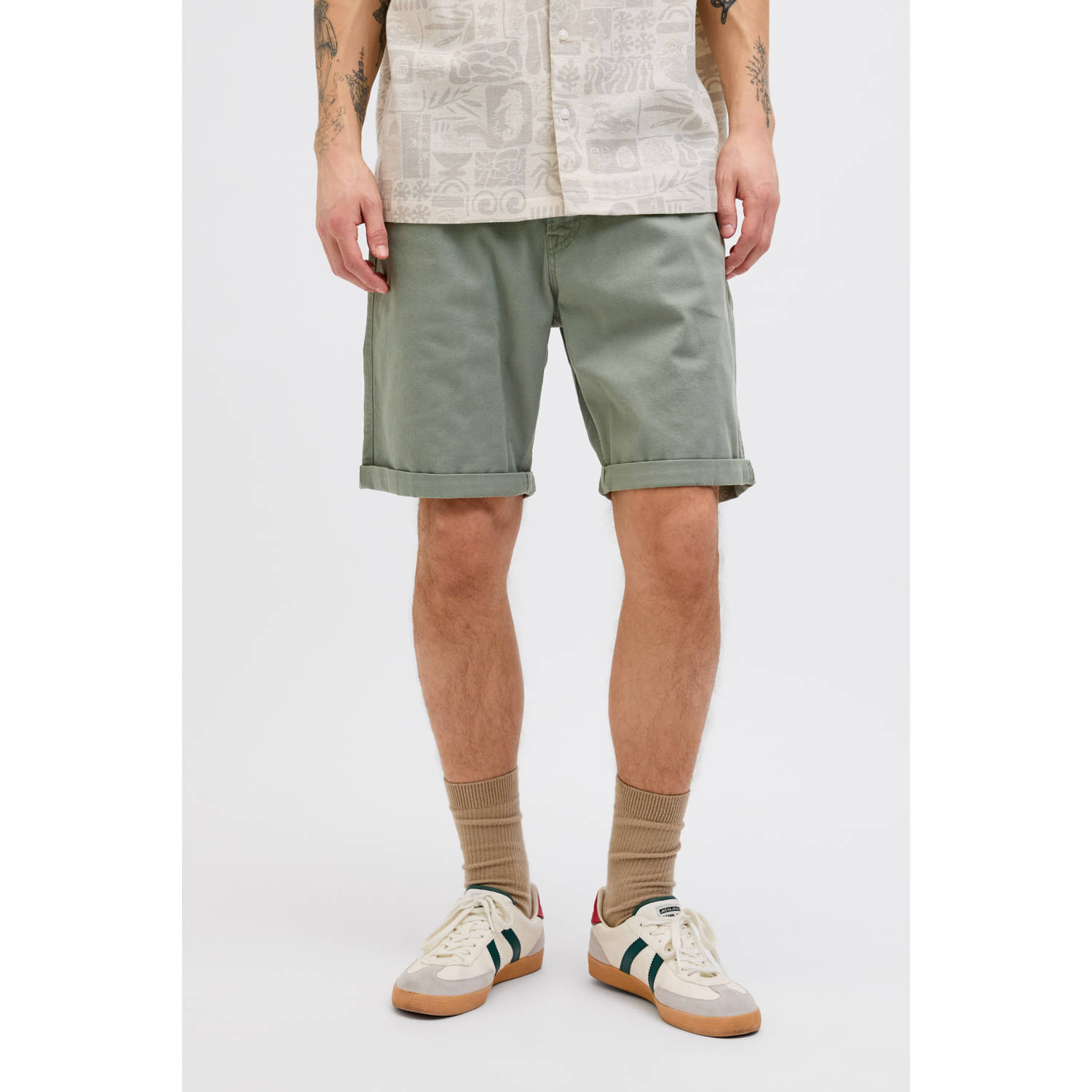JACK & JONES PANTS STUDIO regular denim short groen