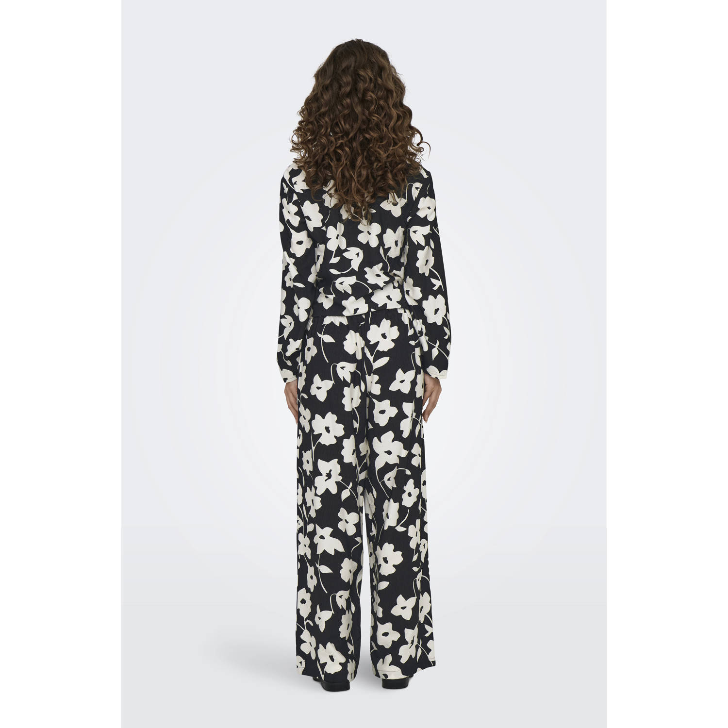 JDY wide leg regular waist casual broek zwart