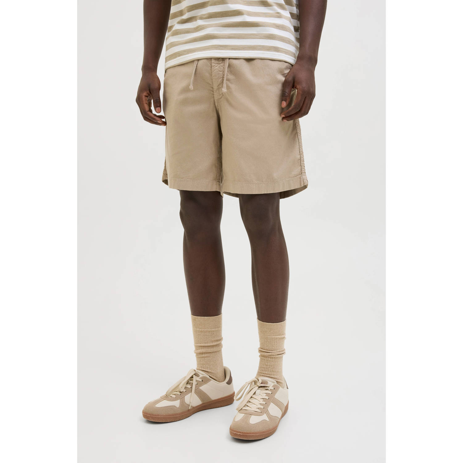 JACK & JONES PANTS STUDIO linnen relaxed casual short (set van 2)