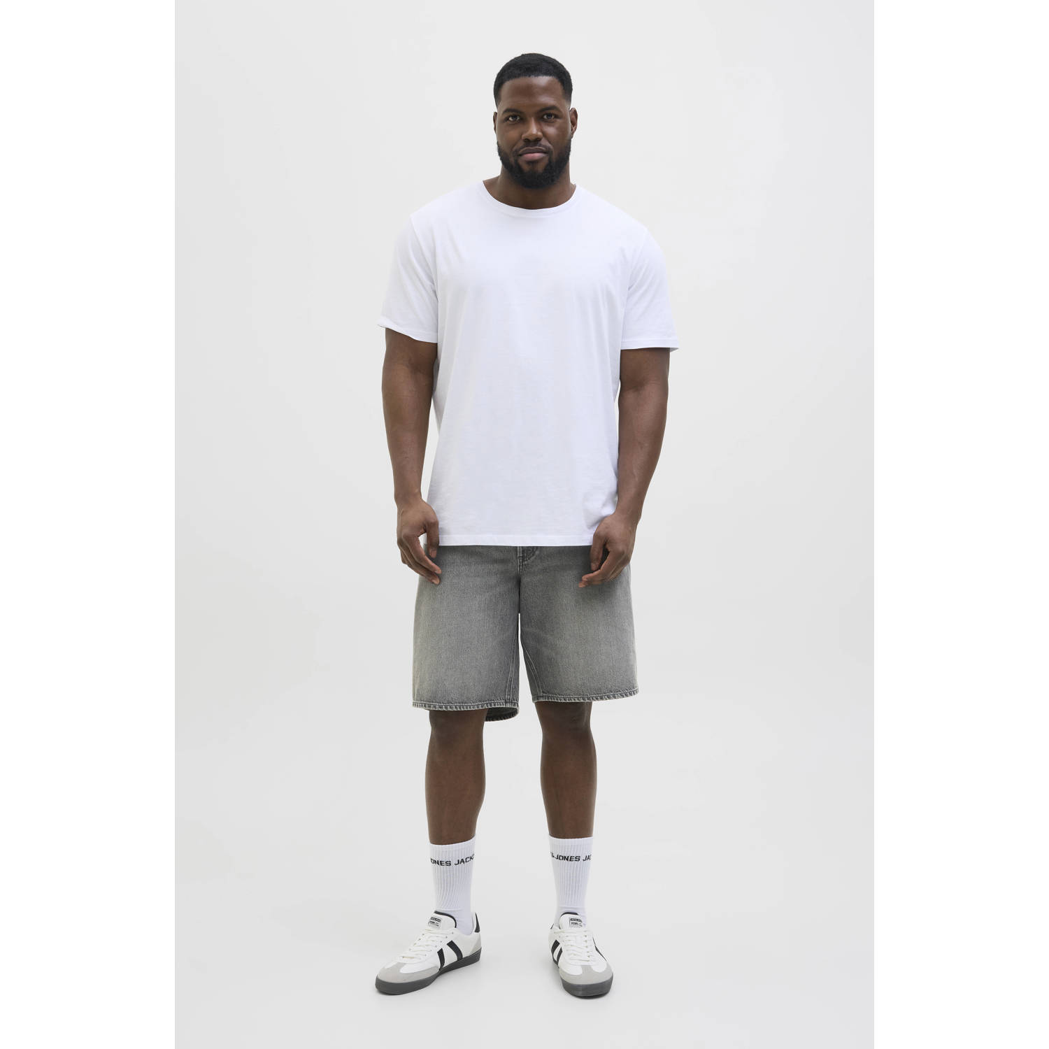 JACK & JONES PLUS SIZE denim loose short grey denim