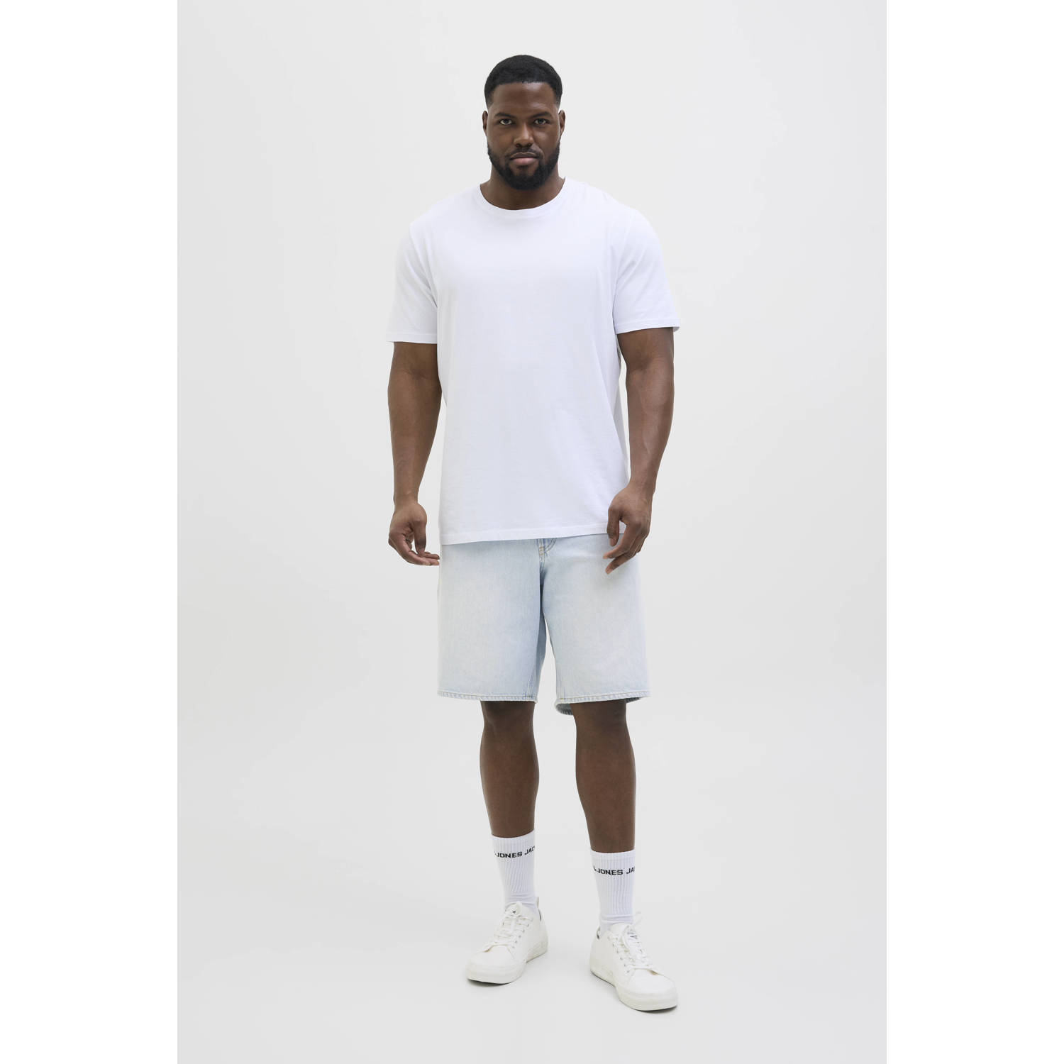 JACK & JONES PLUS SIZE denim loose short light blue denim