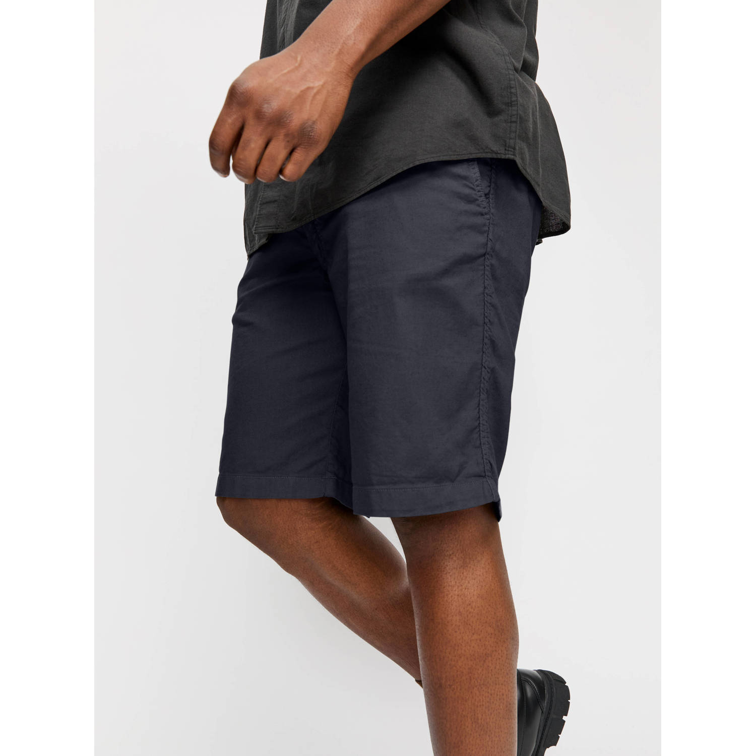 JACK & JONES PLUS SIZE linnen loose fit short donkerblauw